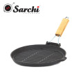 Floding handle round cast iron grill skillet with Pouring Spout,9.4''